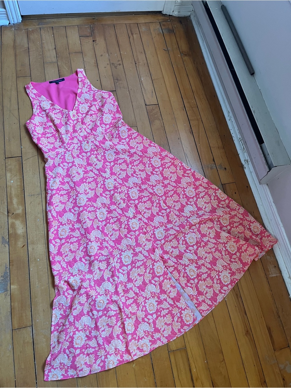 French Connection Pink and White Floral Maxi Dress